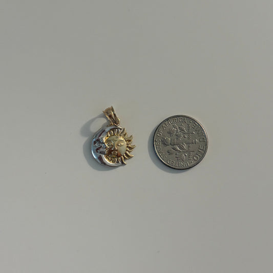 14K Yellow Gold Sun & Crescent Moon Charm