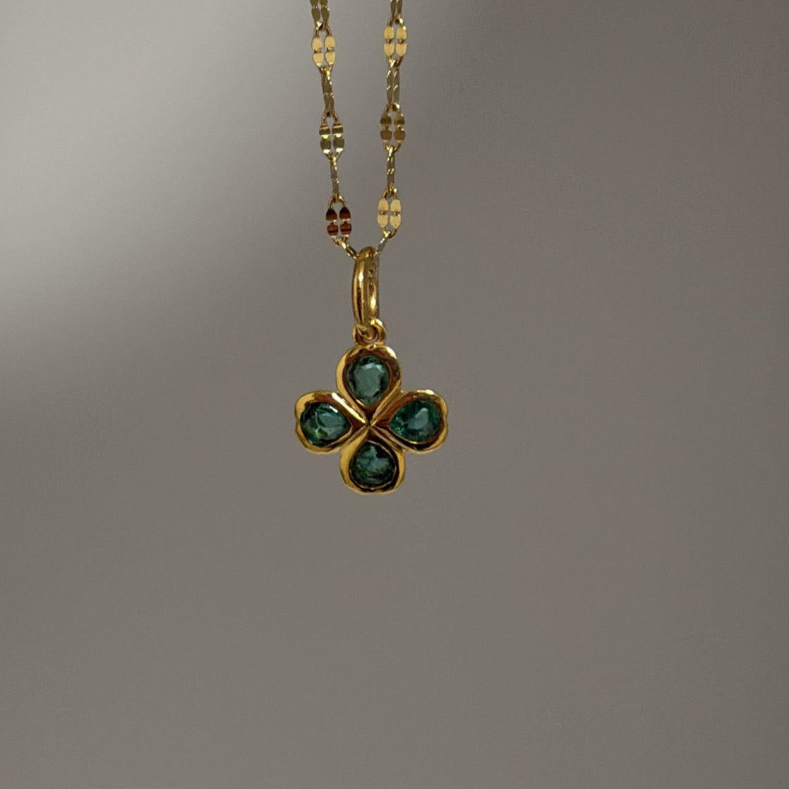 14k Emerald clover charm