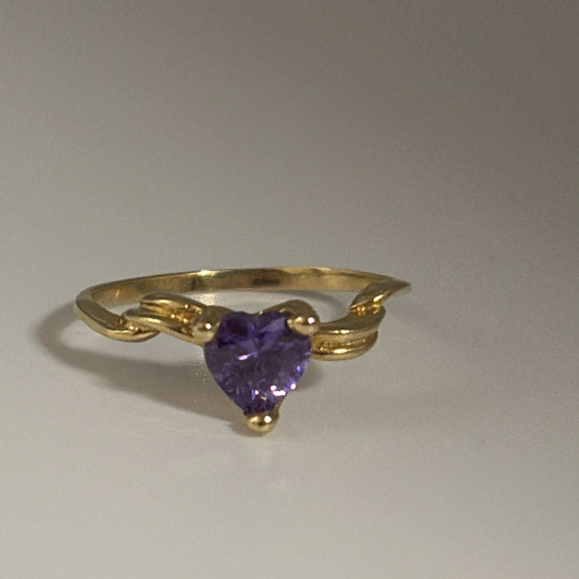 14K Gold Purple Cubic Zirconia Ring