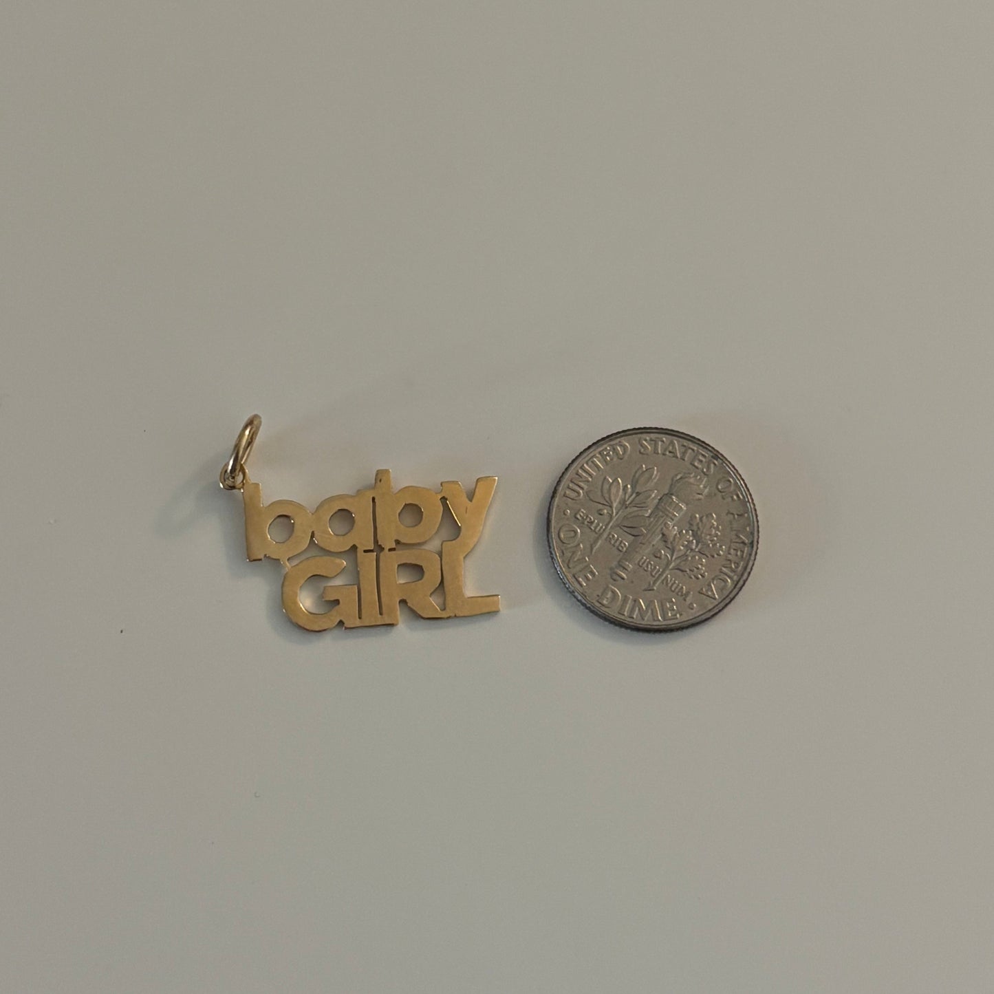 14K Yellow Gold “Baby Girl” Charm – Custom Word Pendant