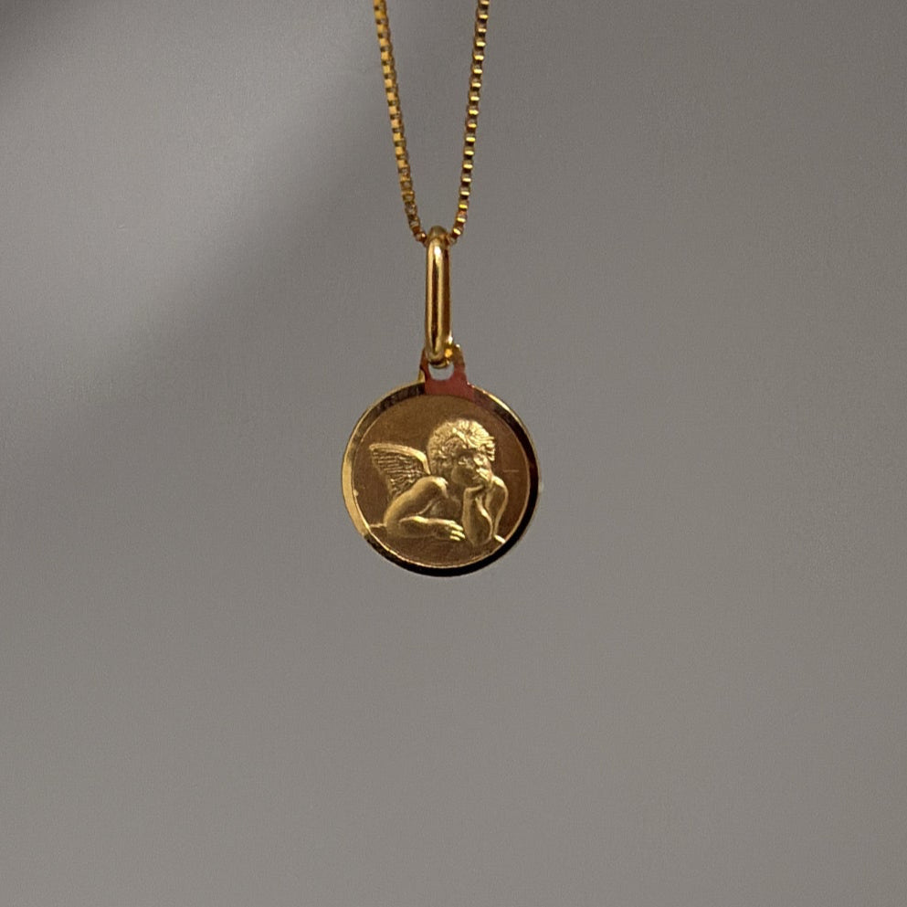 14k cherub charm