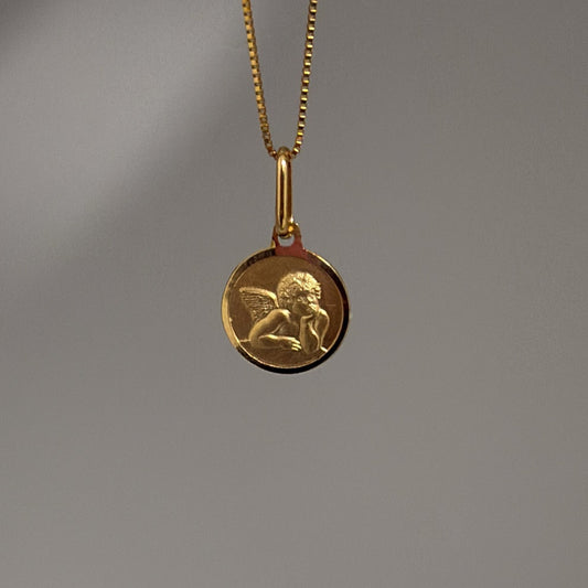 14k cherub charm