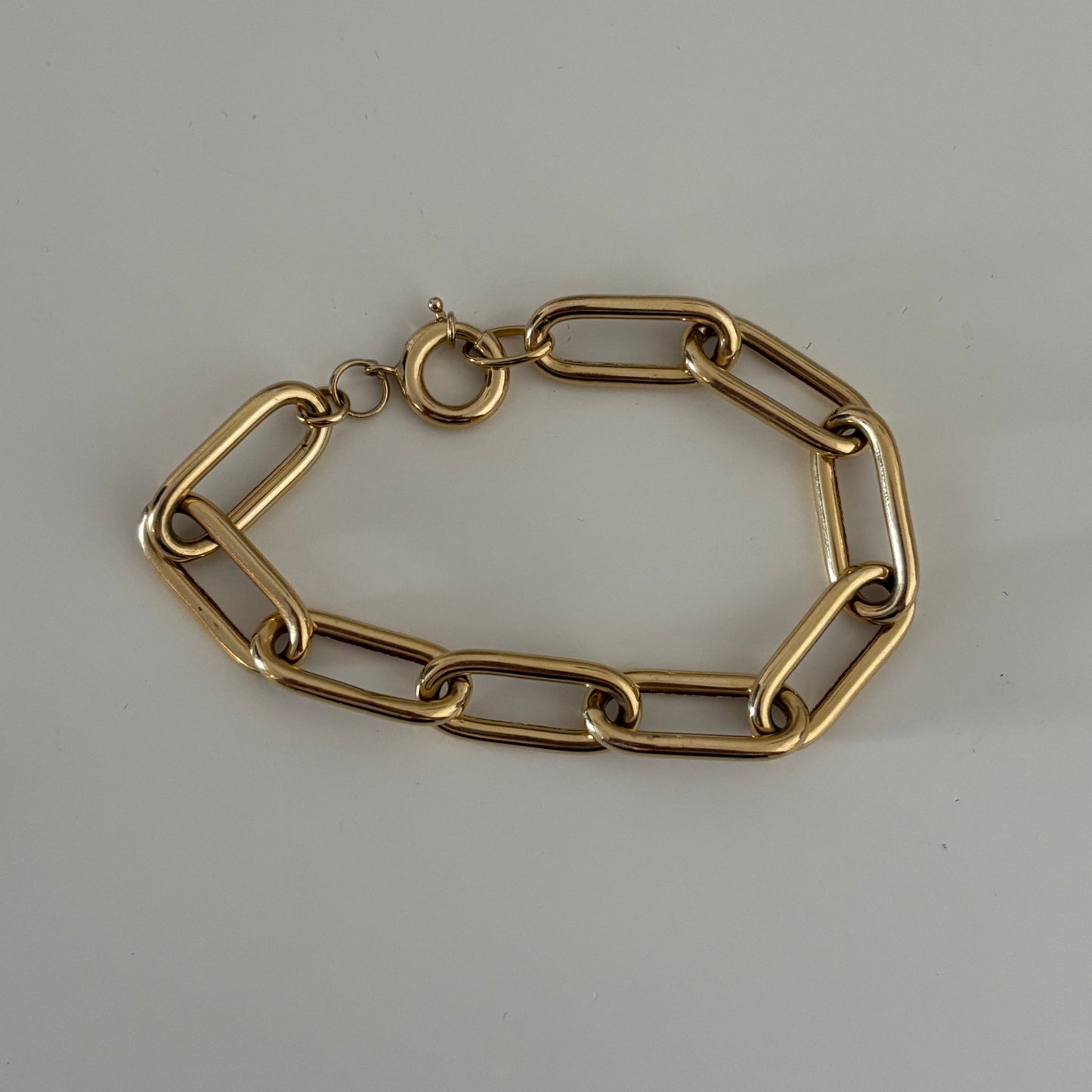 14K Gold Hollow Link Bracelet with Mariner Clasp -SALE