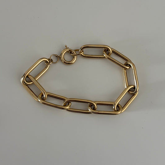 14K Gold Hollow Link Bracelet with Mariner Clasp -SALE