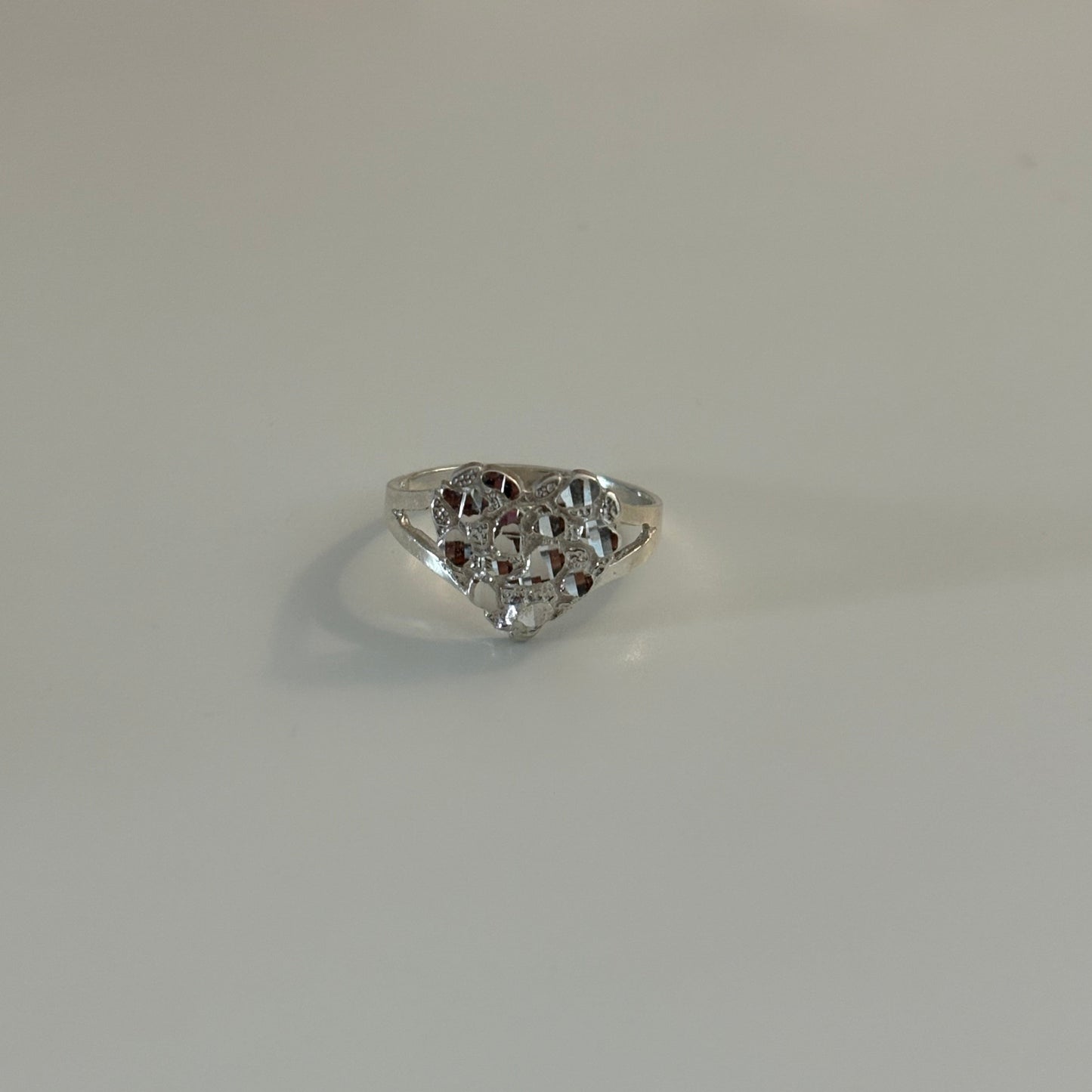 Silver Nugget Heart Ring – Sterling Silver 925
