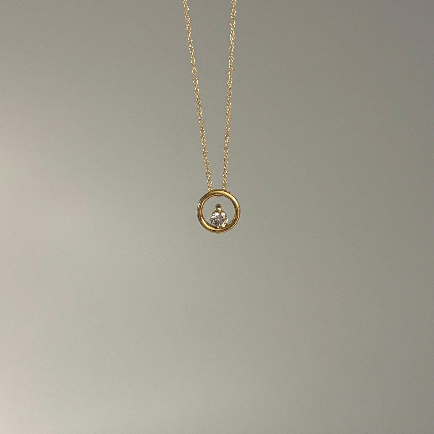 14K Yellow Gold Diamond Circle Slider Necklace – 0.10 CTW