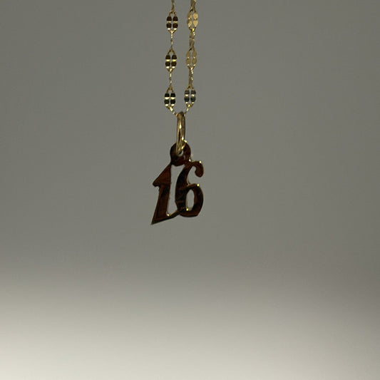 Custom 14K Mini Number Charm -Old English or Cursive Font