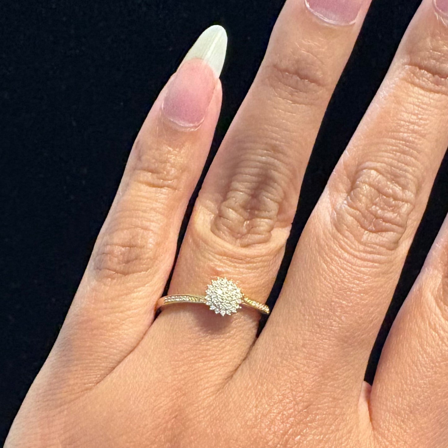 14K Gold Diamond Cluster Ring