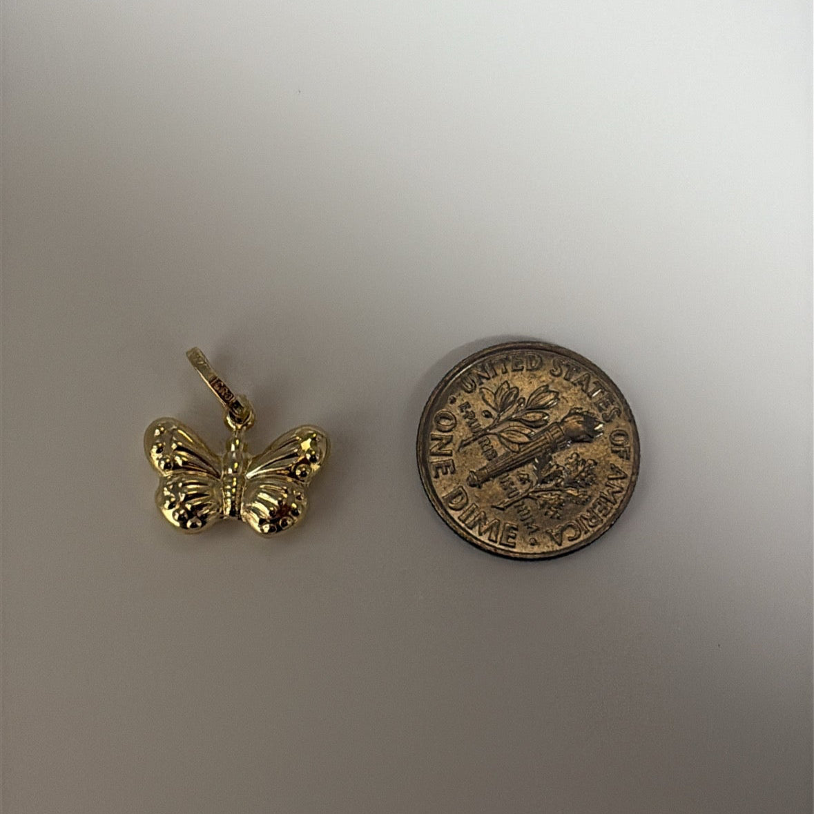14k puffy butterfly charm
