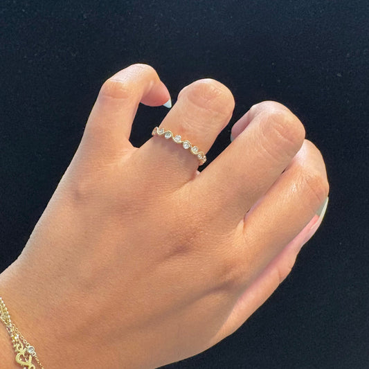 10KY Milgrain Wave Bezel Diamond ring