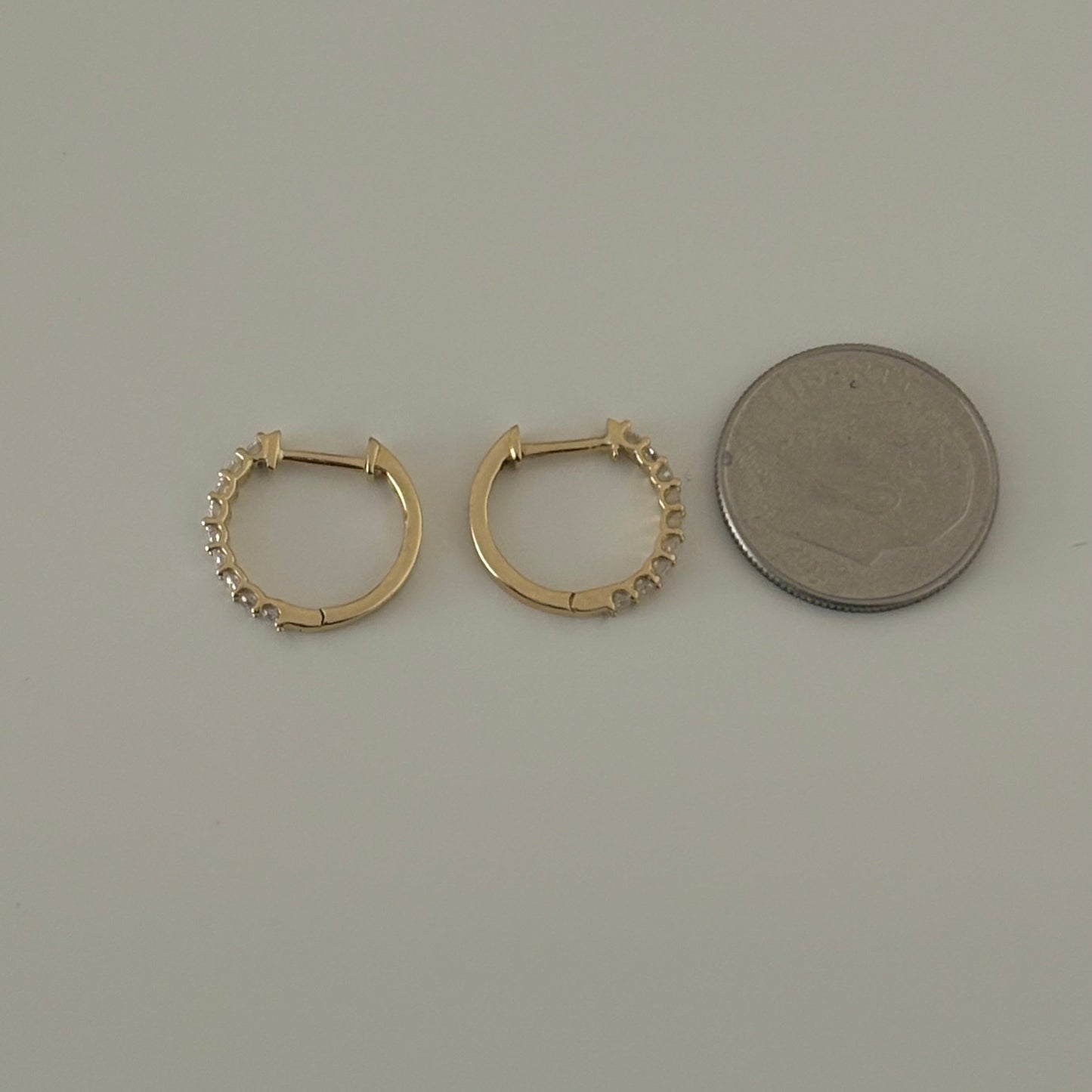 14K Gold Diamond Huggie Earrings