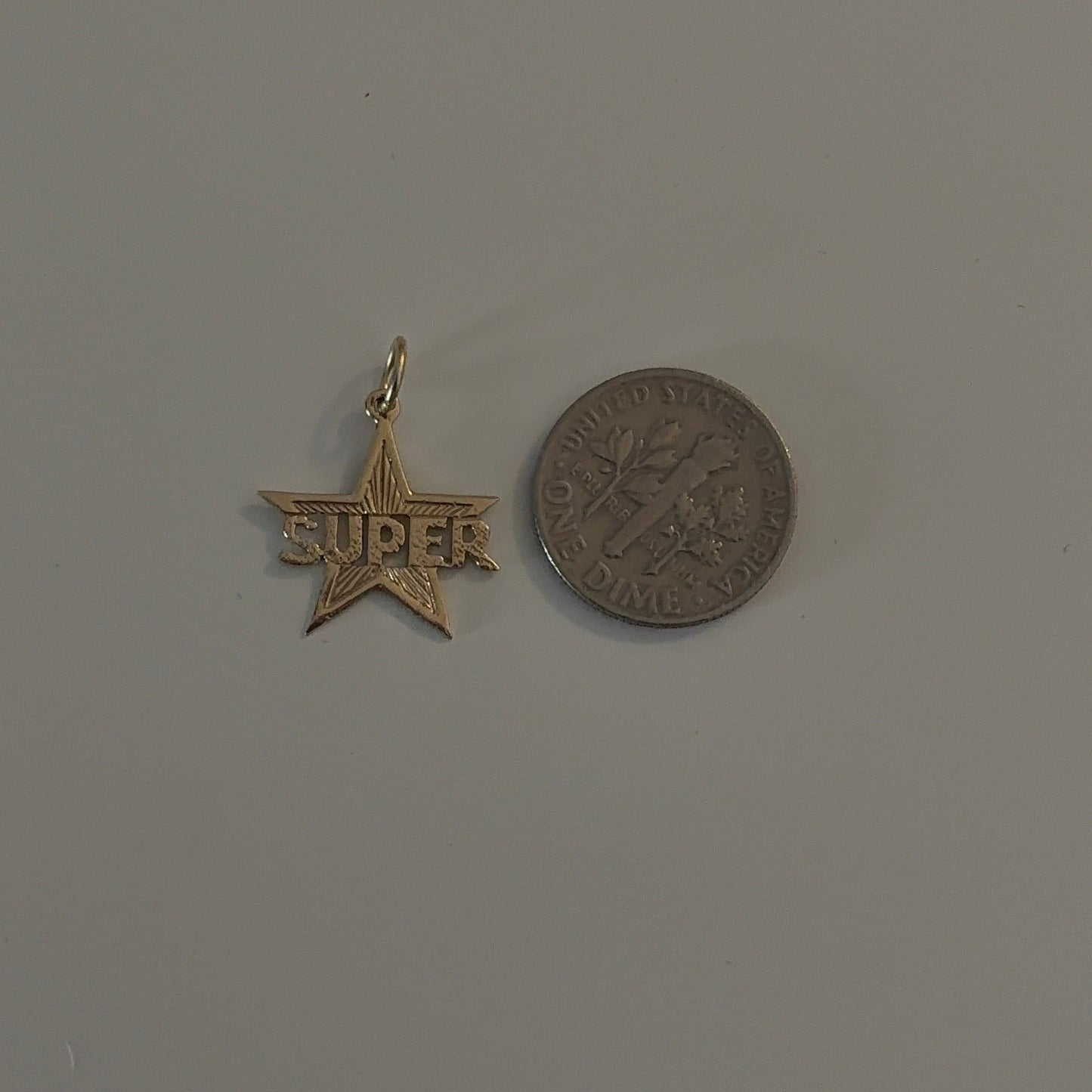 14K Solid Gold Super-Star Charm Pendant