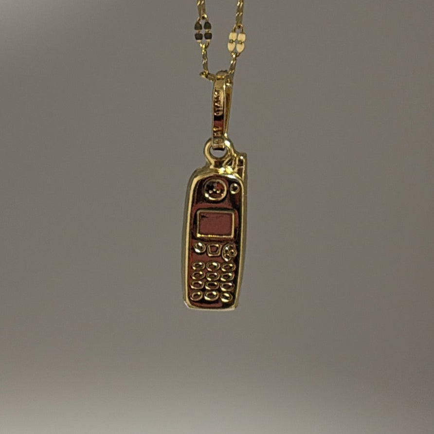 14k puffy cell phone charm