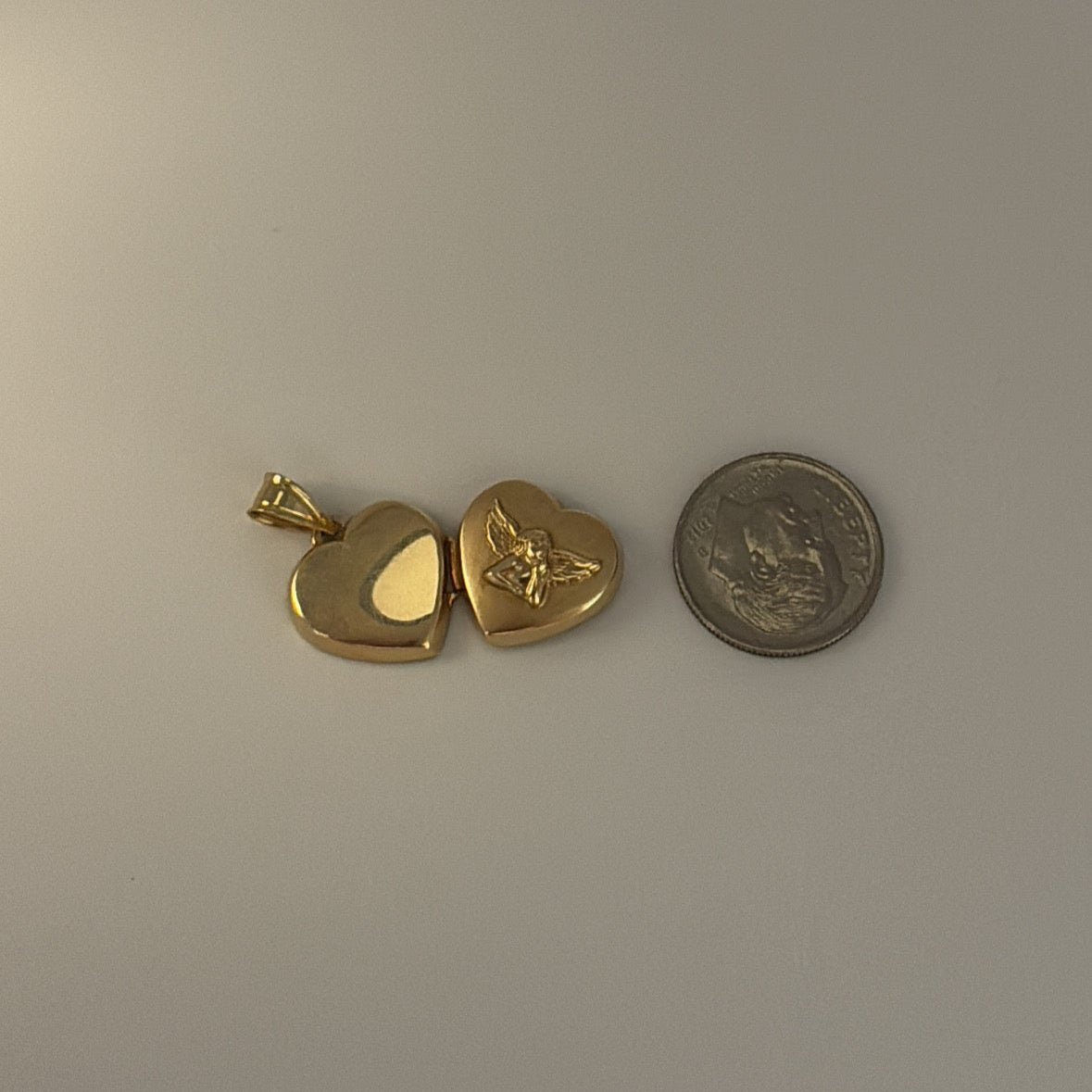 14k heart cherub locket charm