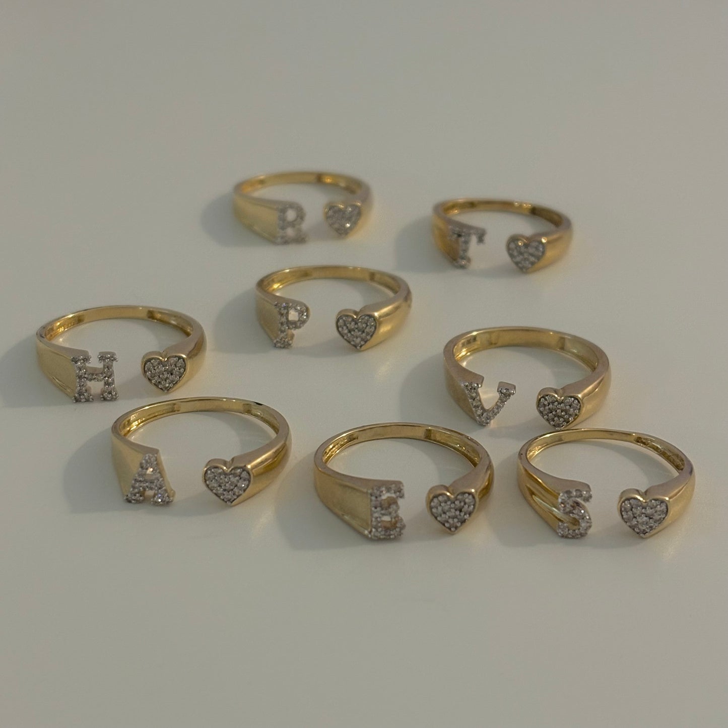 Diamond Initial Heart Ring – 14K & 10K Gold | Natural Diamonds