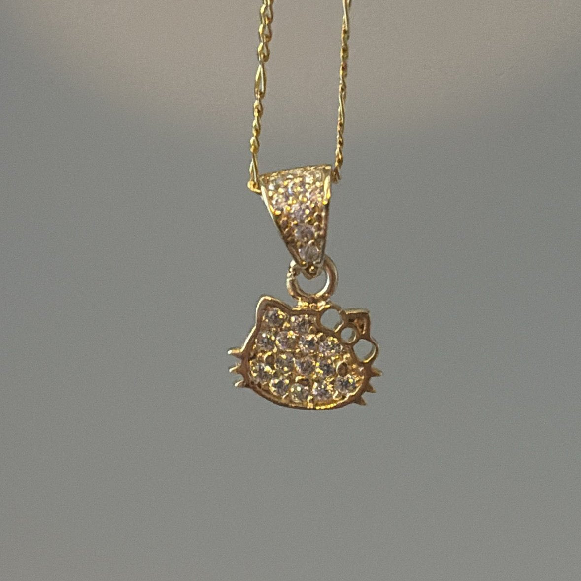 14k sun and kitty charm
