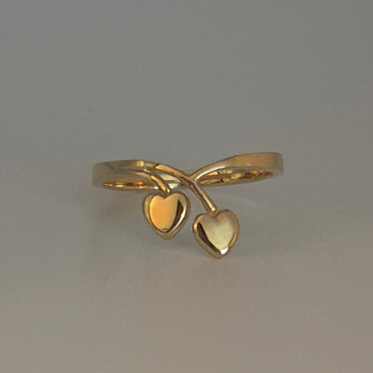 14k gold cherry heart ring