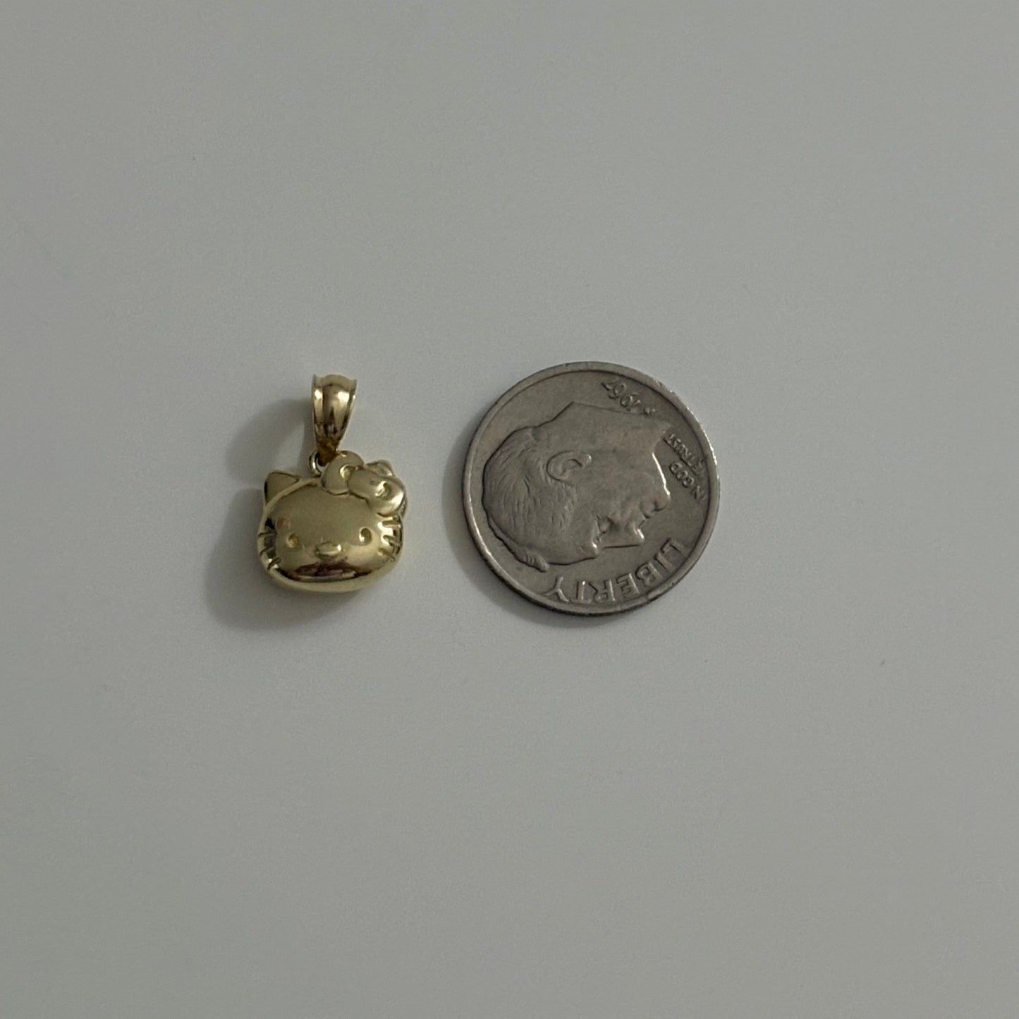 3D Hello Kitty Inspired Charm – 14K Yellow Gold, Reversible Head Pendant