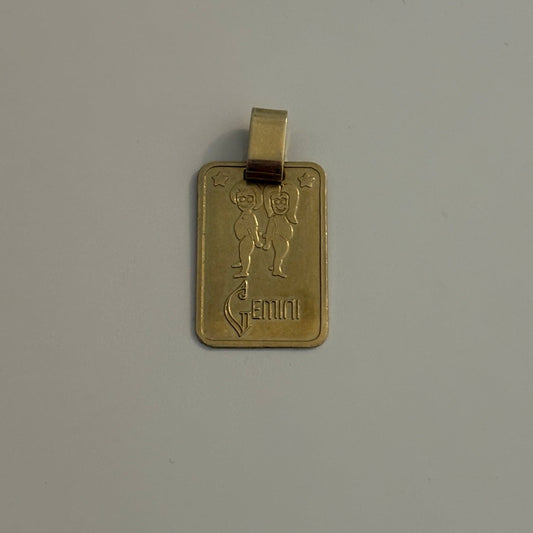 Vintage 14K Gold Gemini Zodiac Pendant —