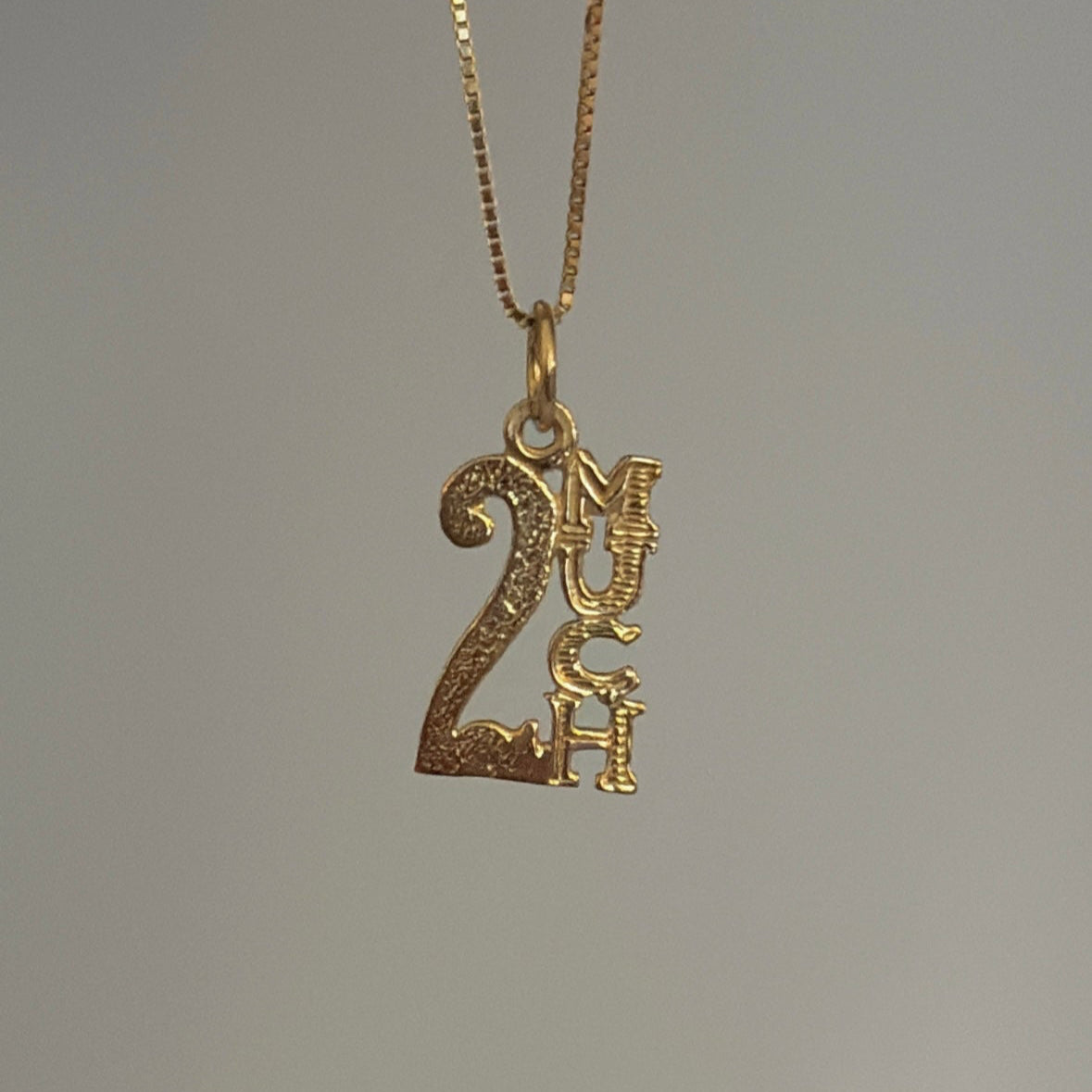 14K Gold “2 MUCH” Charm