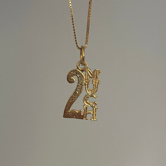 14K Gold “2 MUCH” Charm