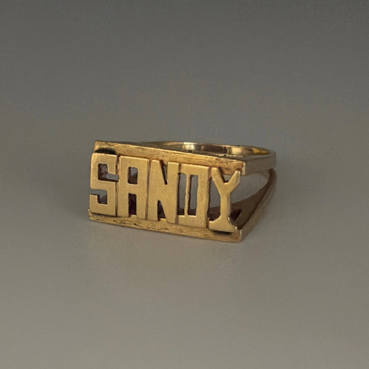 Vintage “SANDY” Name Ring -14K Solid Gold