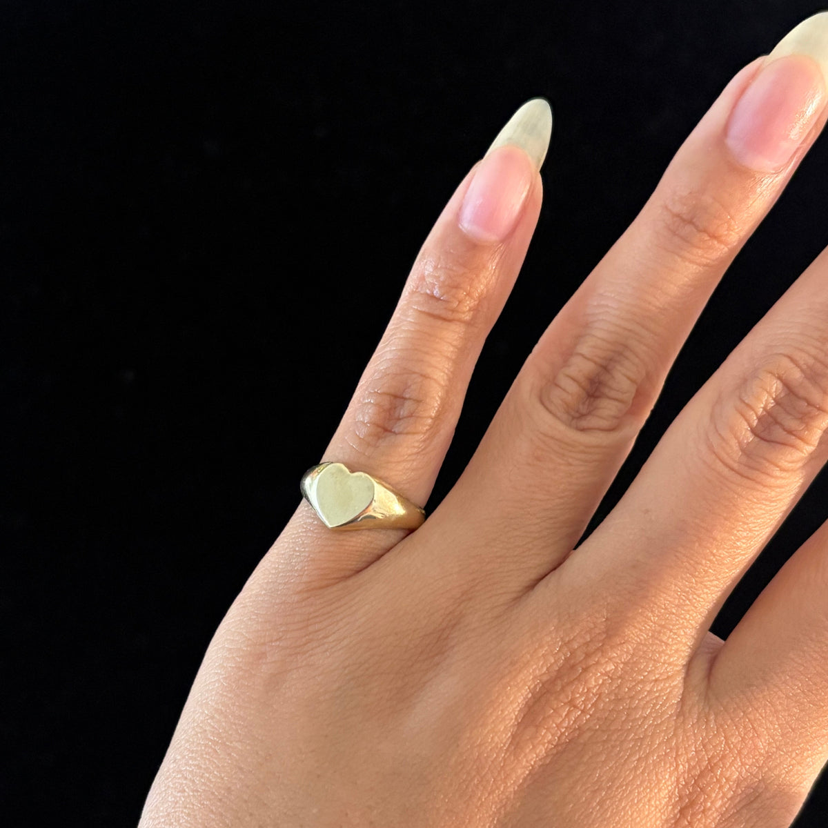 10K Yellow Gold Heart Signet Ring