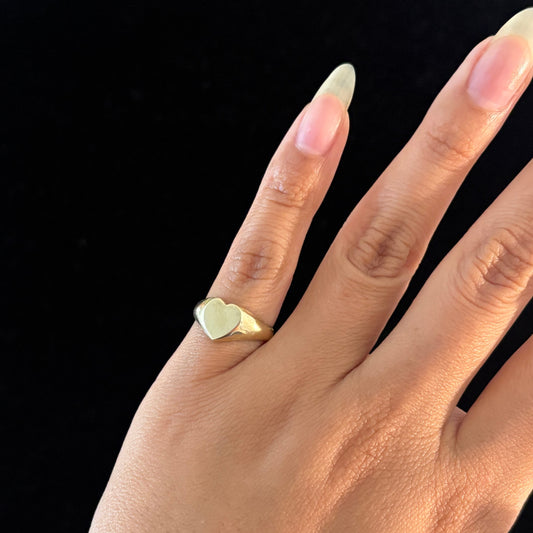 10K Yellow Gold Heart Signet Ring