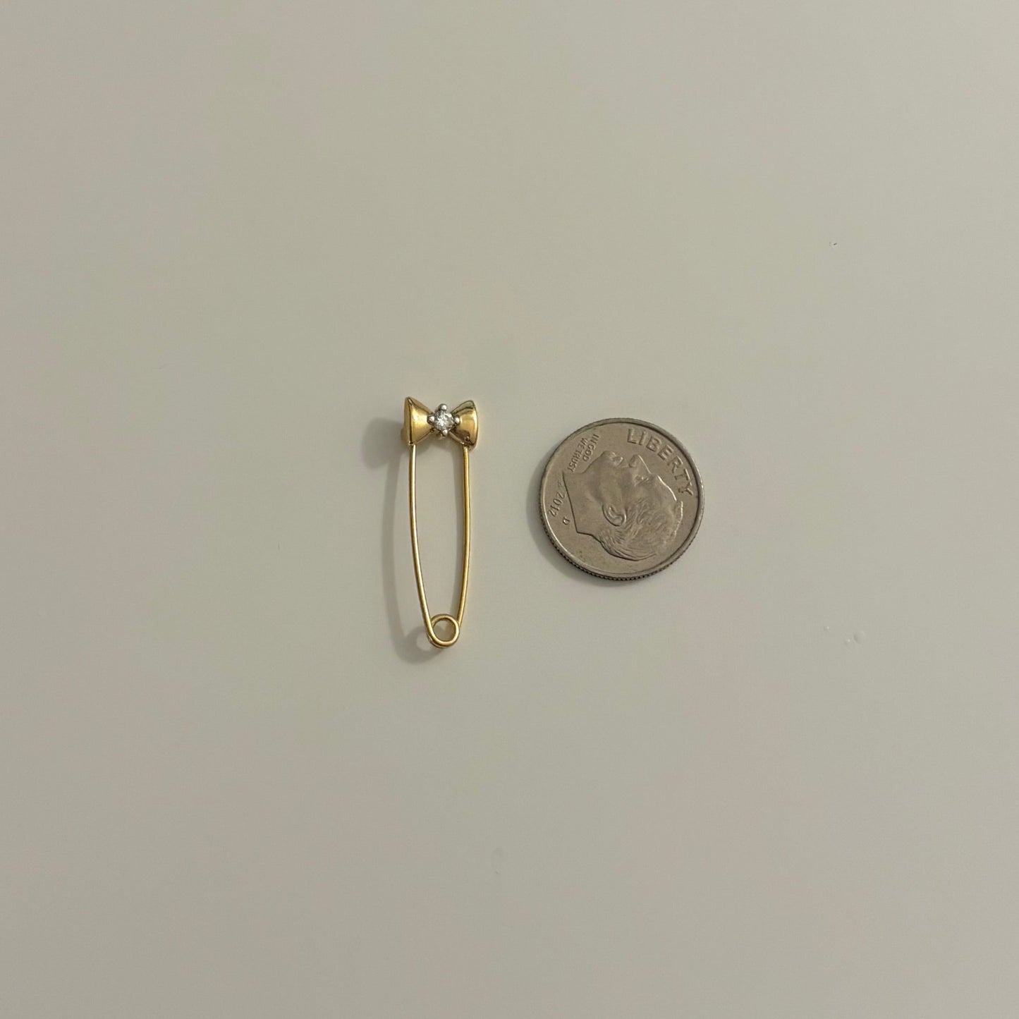 14K Bow Gold Safety Pin- Charm Holder, Connector, or Earring