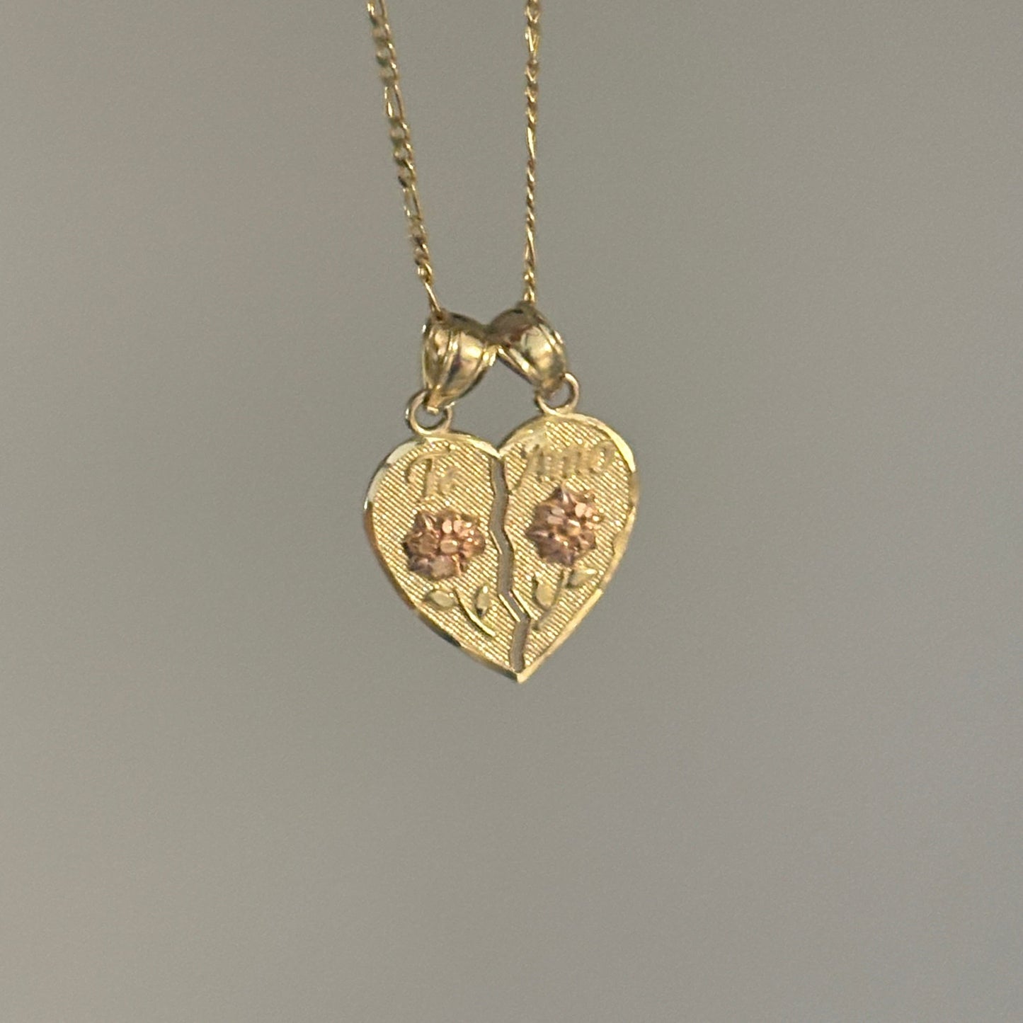 10K Gold Breakable Heart “Te Amo” Pendant
