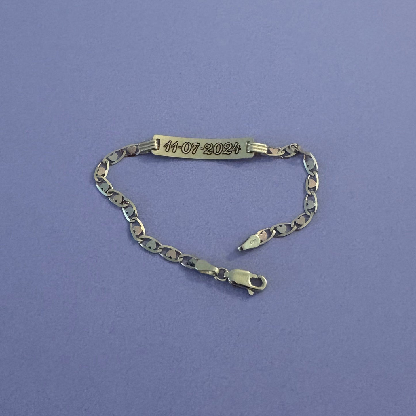 14K Three-Tone Valentino Heart ID Bracelet - 6” (Engravable)