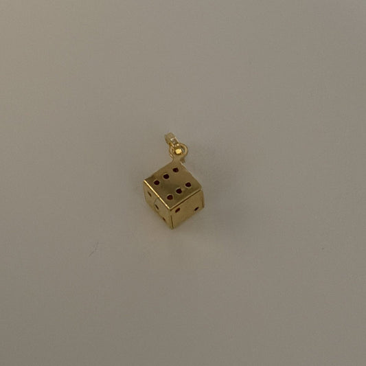 14K Yellow Gold Dice Charm