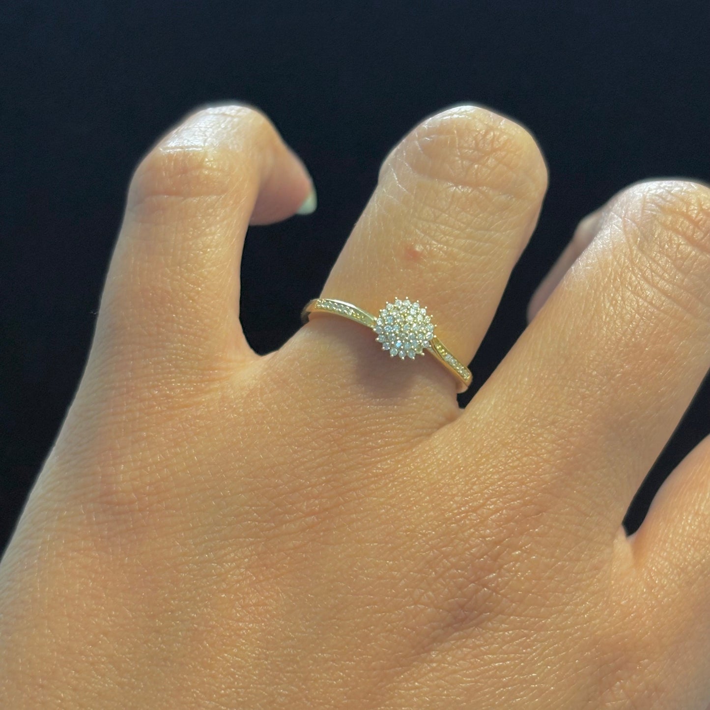 14K Gold Diamond Cluster Ring