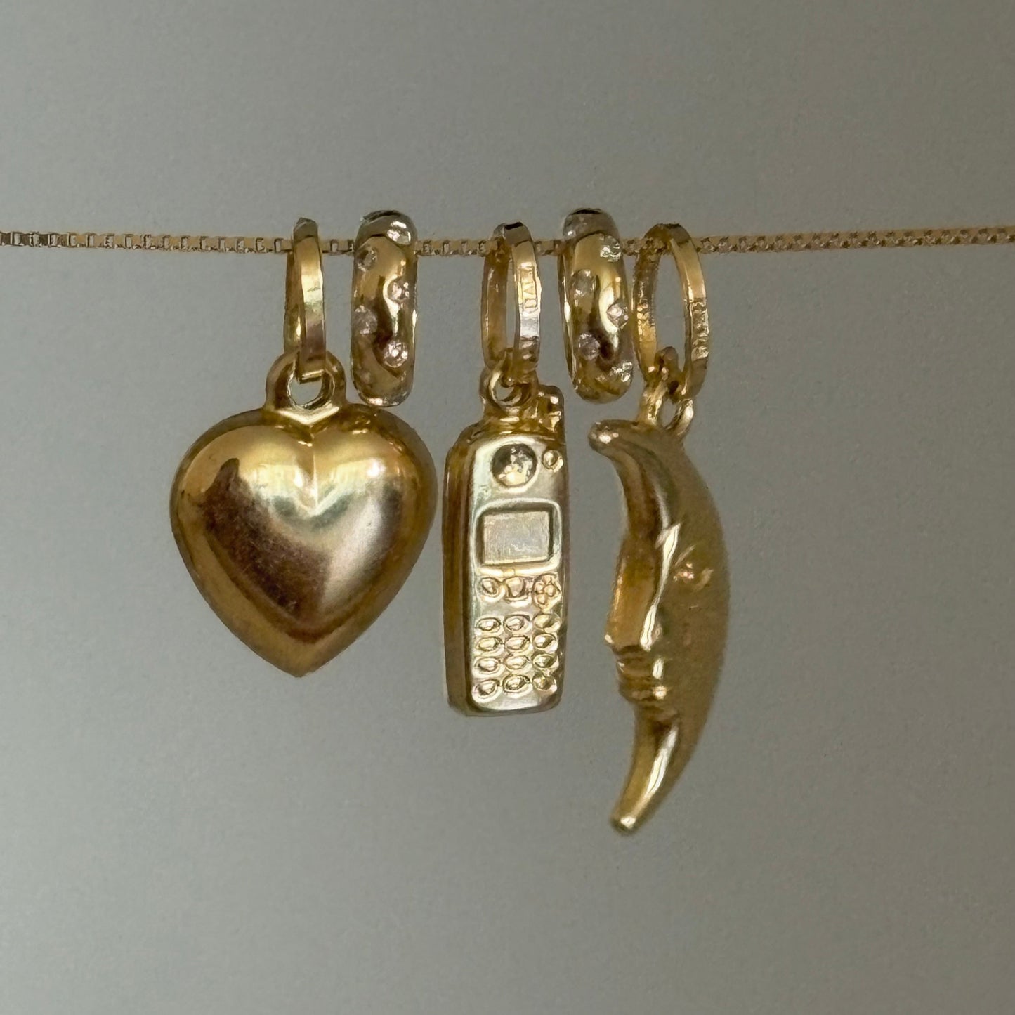 14K Gold Diamond Charm Divider Slider