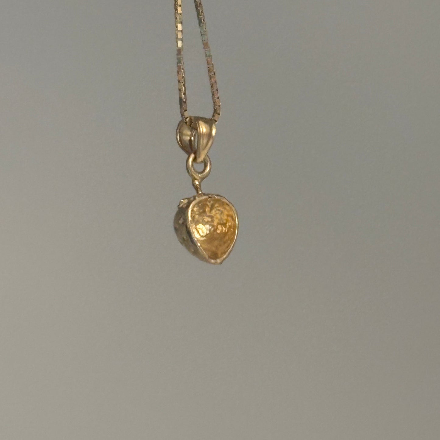 14K Yellow Gold Strawberry Charm – Dainty Fruit Pendant