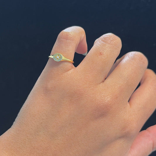 14k starburst diamond ring