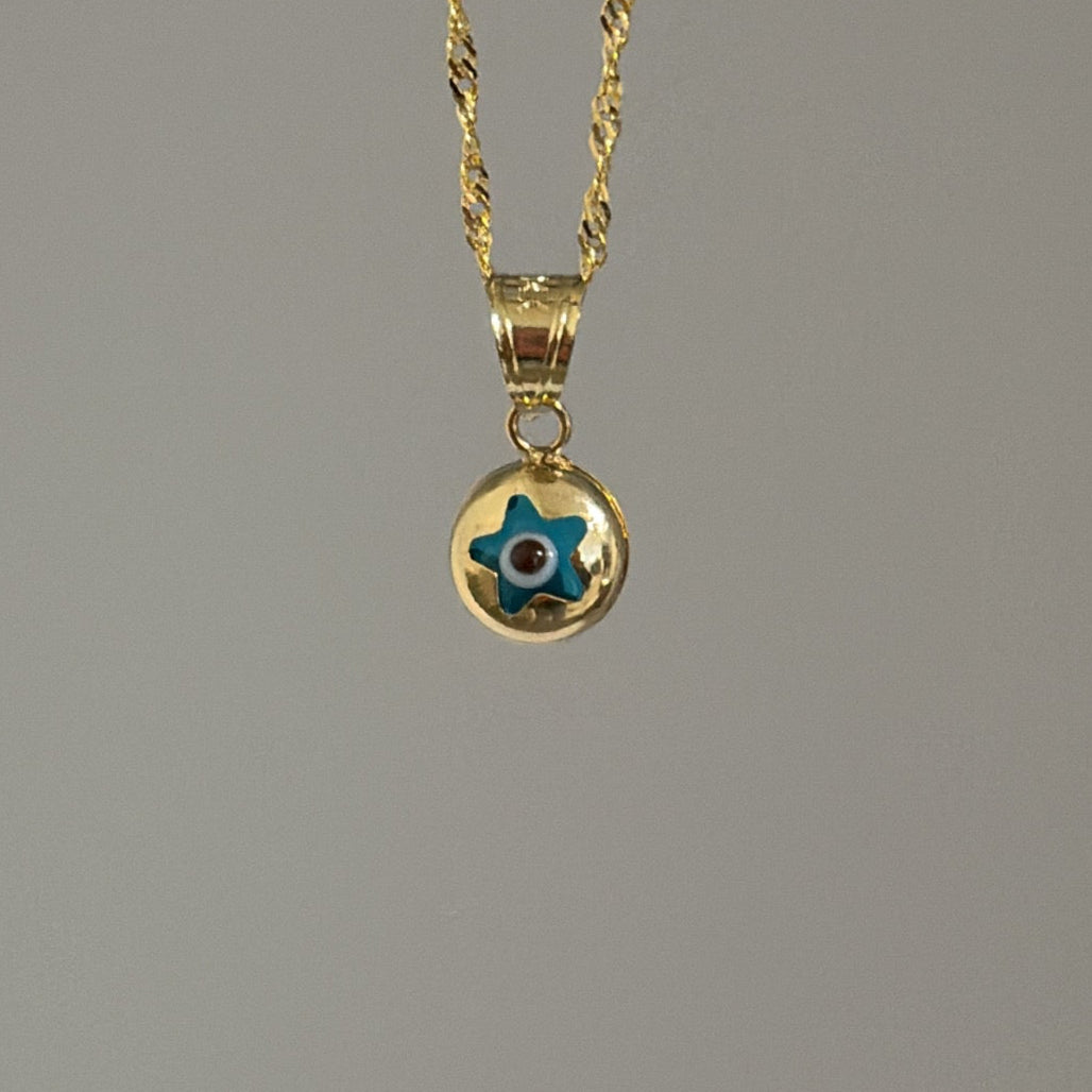 14k evil eye star charm