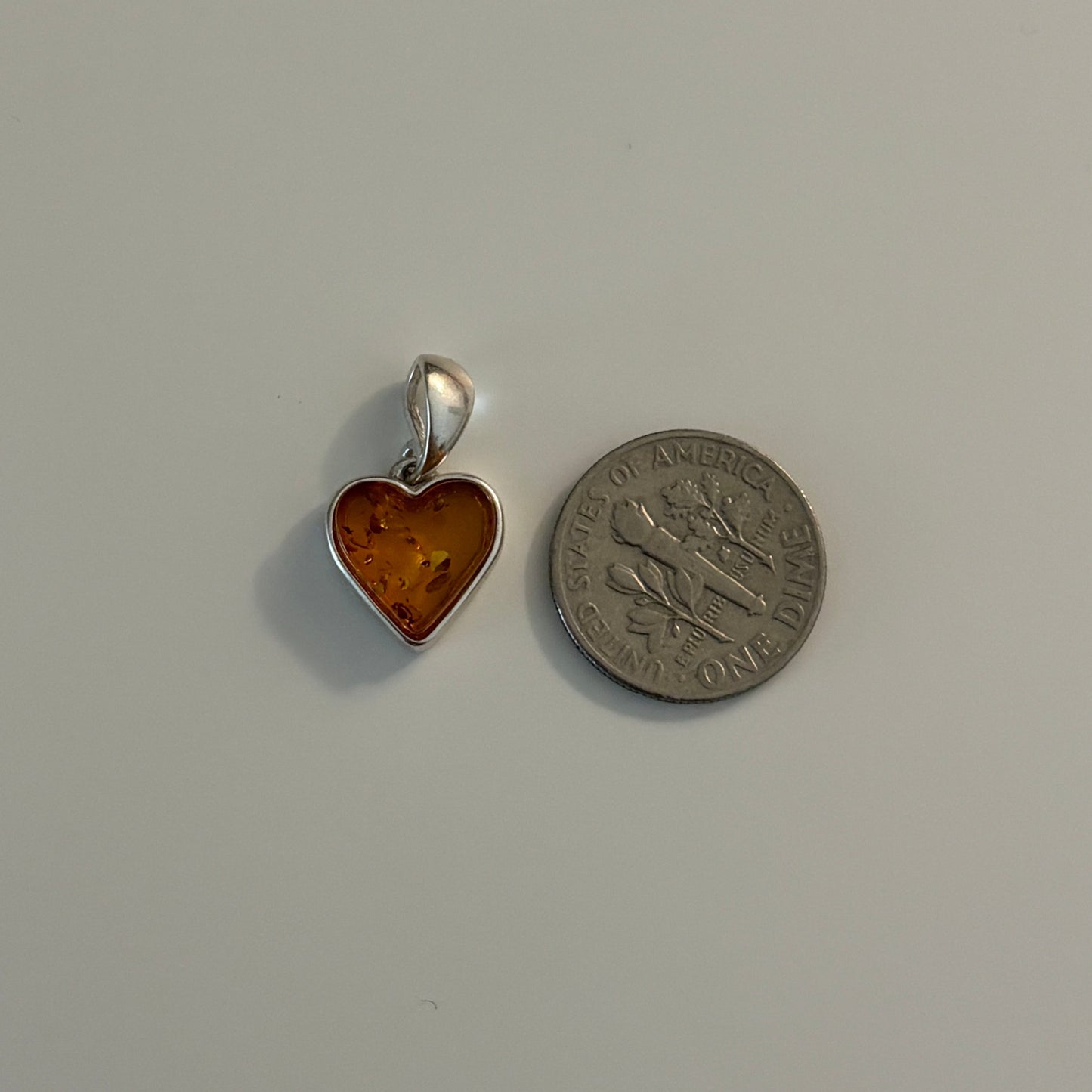 Sterling Silver Amber Heart Pendant