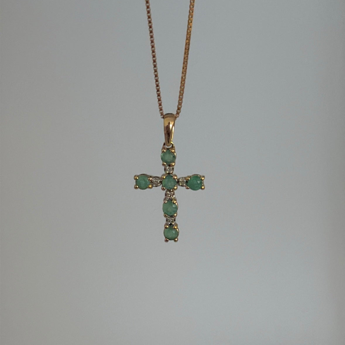 14K Gold Natural Gemstone Cross Pendants – Emerald or Sapphire