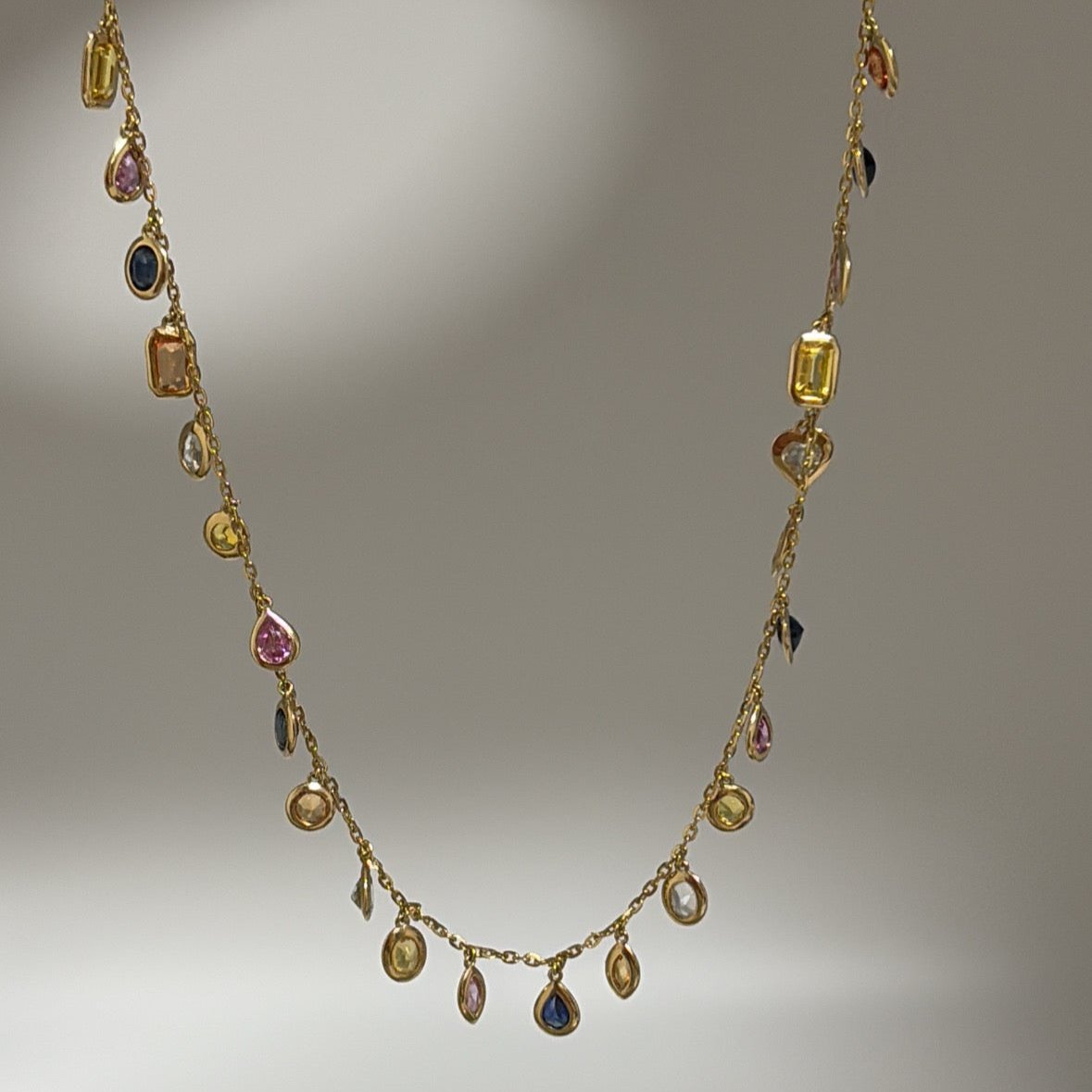 14k multi color Sapphire necklace