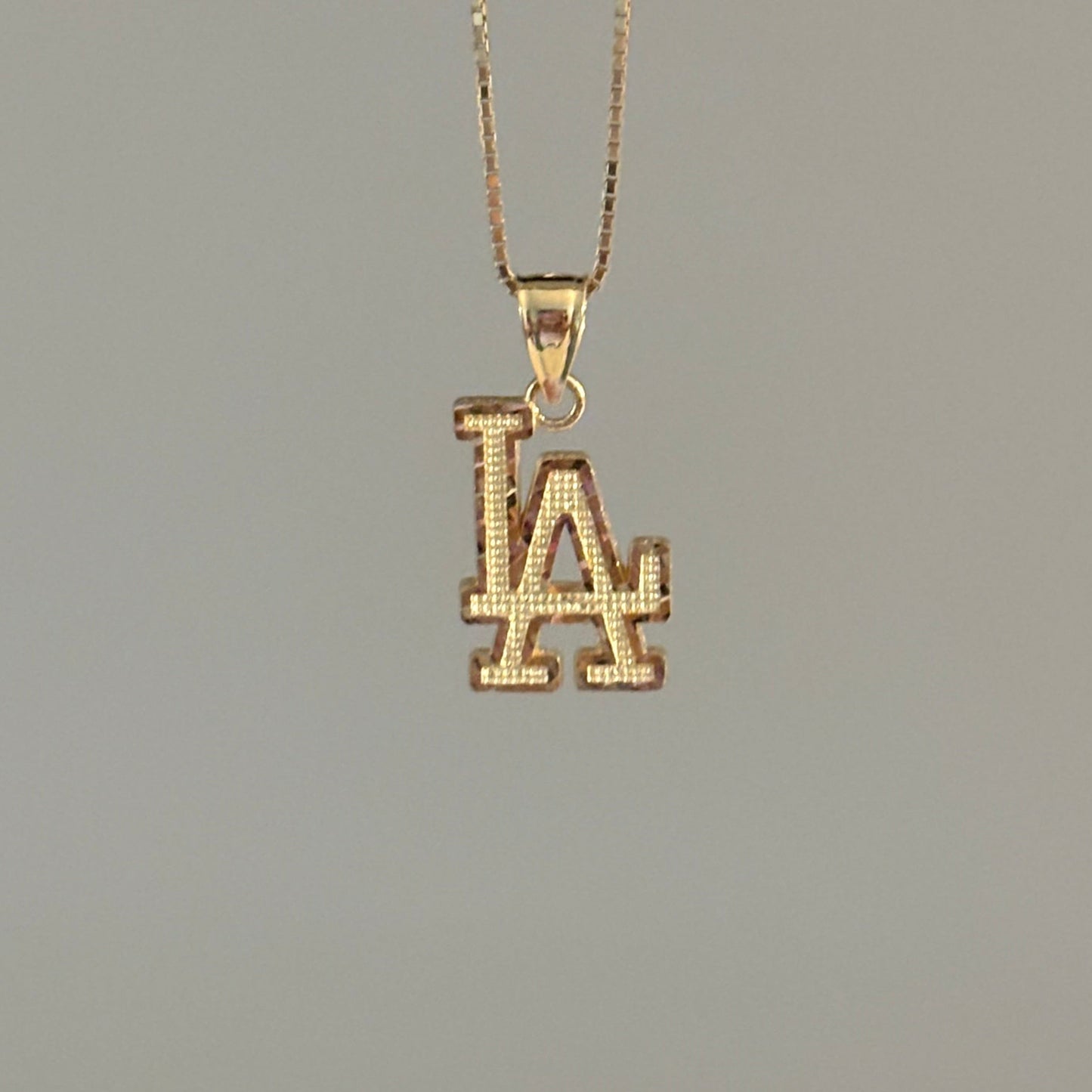 14K Gold LA Charm with Diamond Cut Details