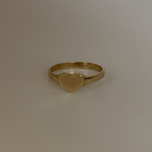 14k small heart signet ring