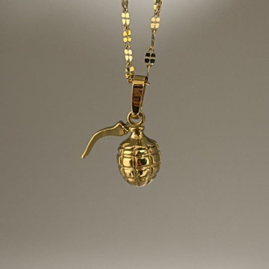 14K Yellow Gold 3D Movable Grenade Charm