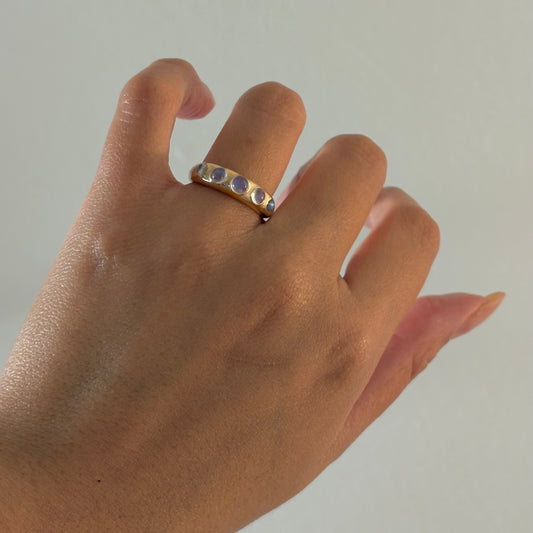14K Yellow Gold Moonstone Cabochon Ring