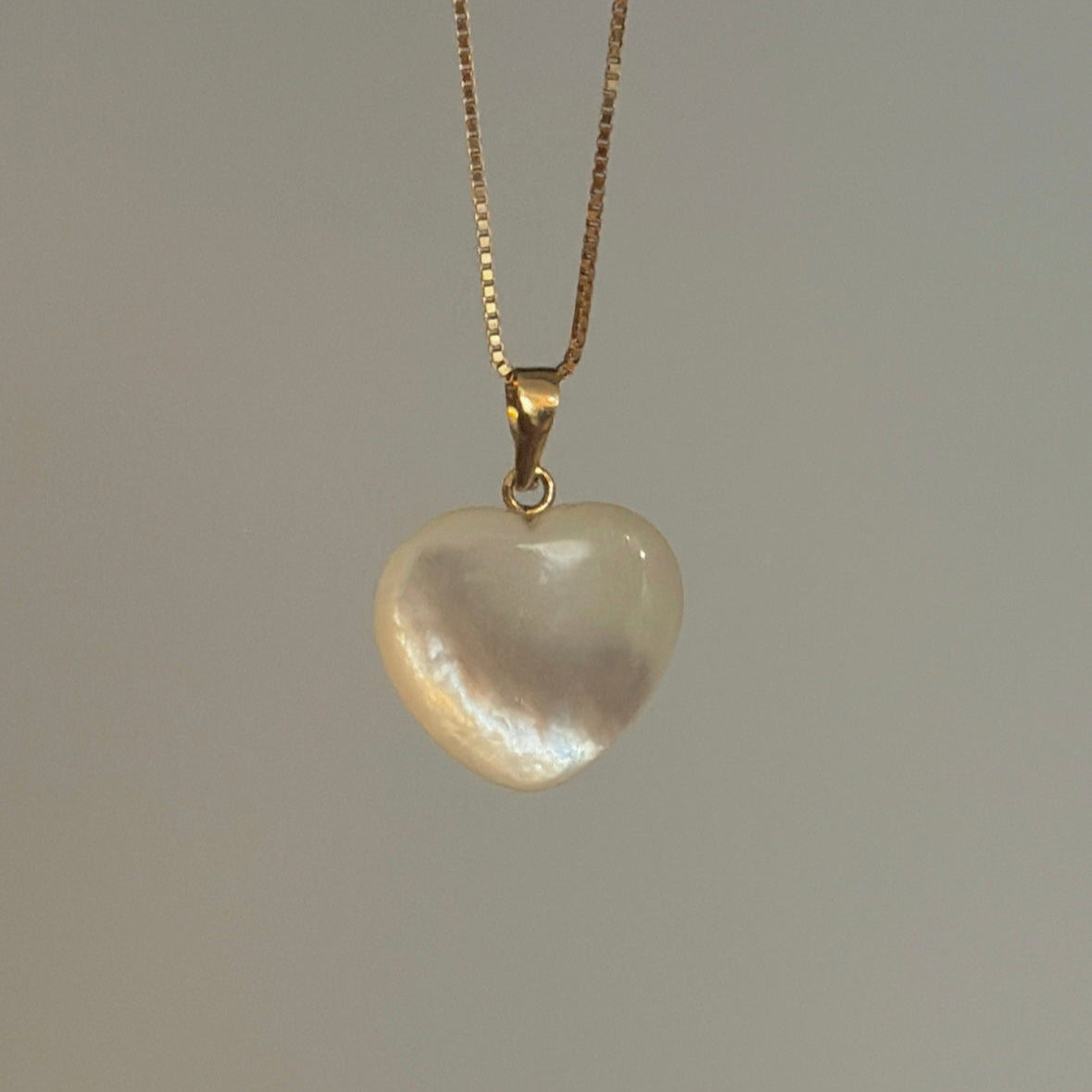 14k Gold Jade & Mother of Pearl Heart Pendants