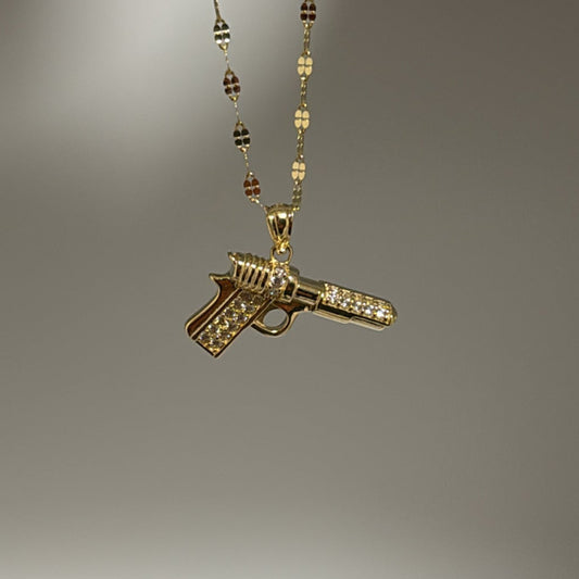 14k pistol charm with CZ