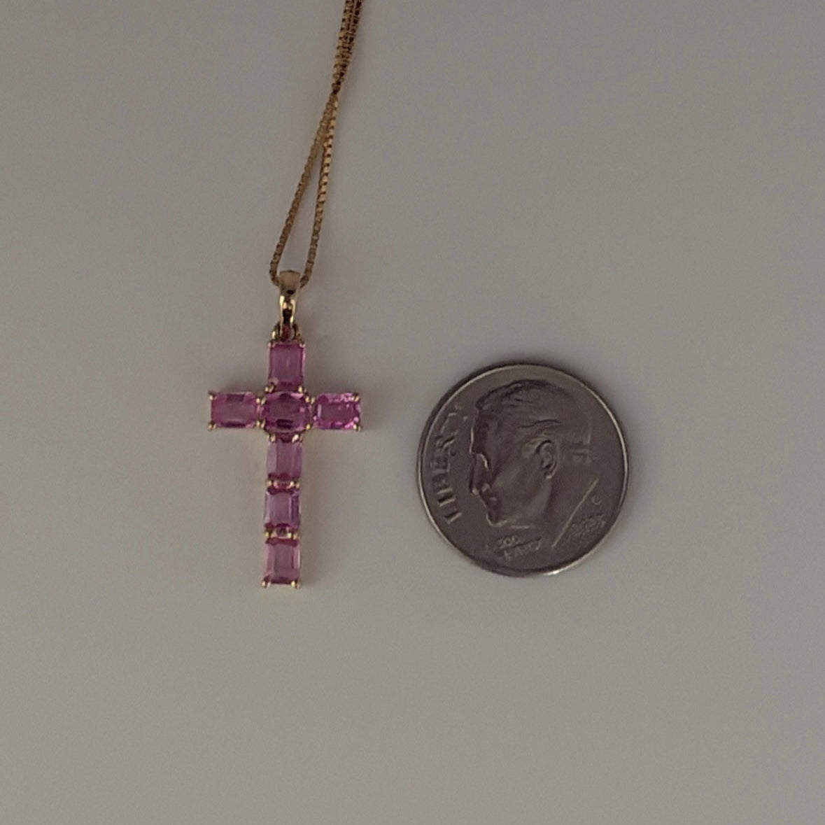 14K Pink Sapphire Cross Pendant – 1.64ct