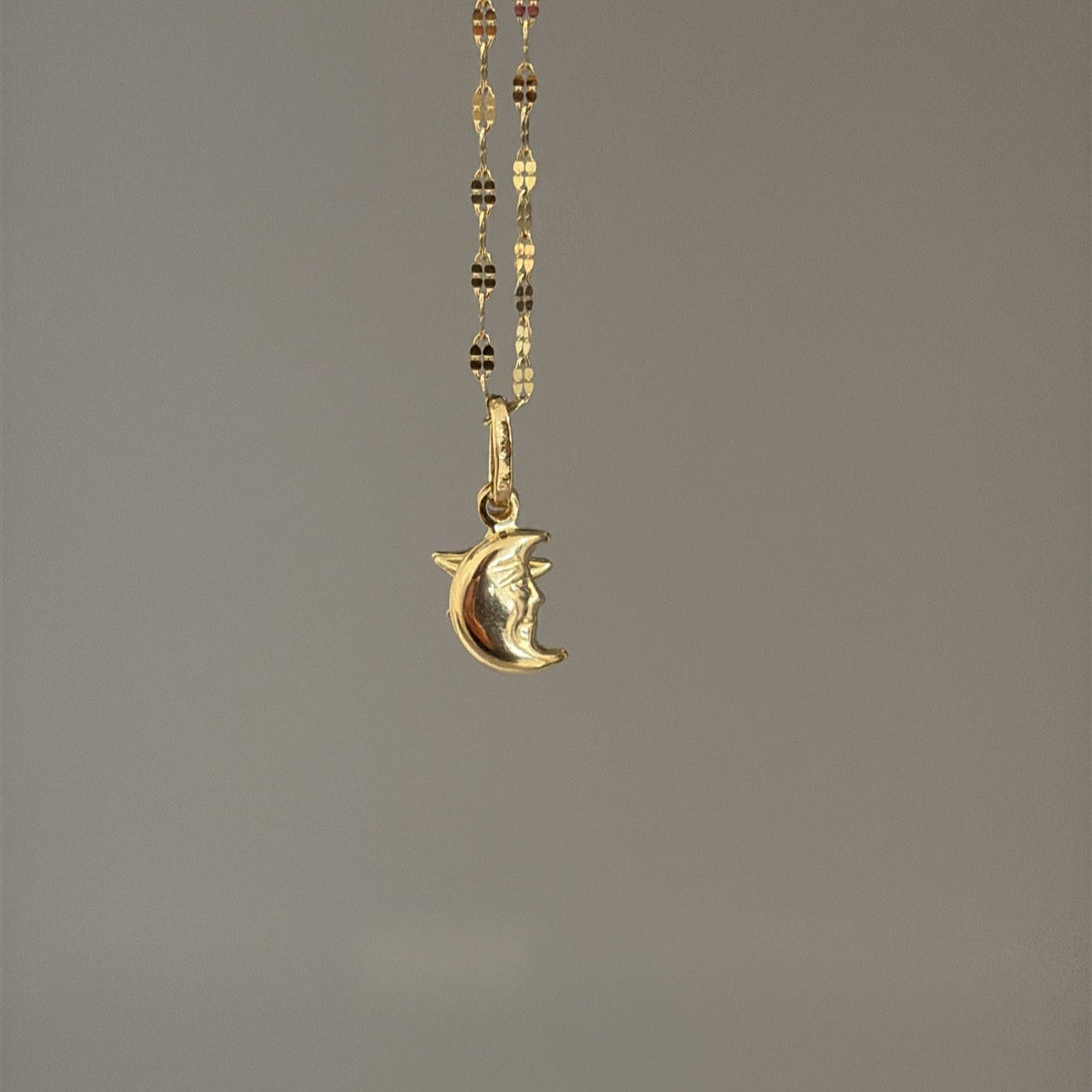14k moon and star charm