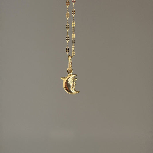 14k moon and star charm