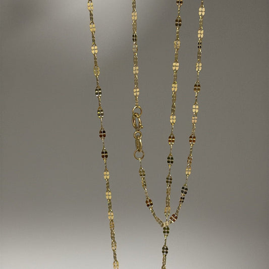 14k dainty twisted mirror chain